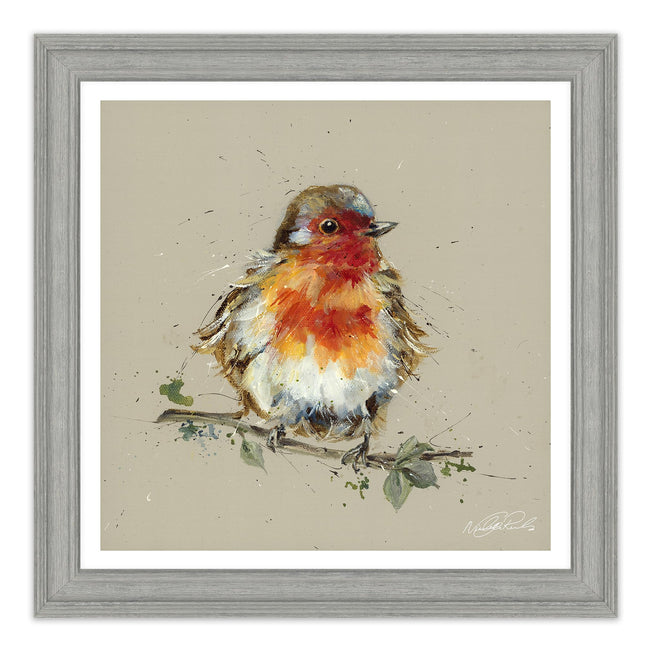 Framed Print Wall Art, 35 x 35cm, Red Red Robin by Nicola Jane Rowles