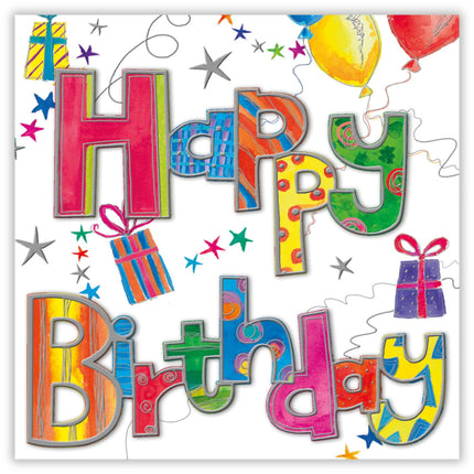 Birthday Card - Vibrant Lettering Design - Modern Birthday Greeting Card for Him, Her, Kids, Teens or Adults
