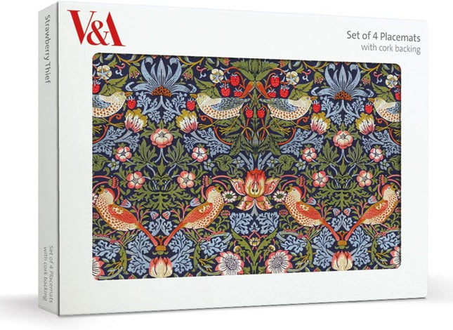 Museums & Galleries Set of 4 Cork Backed Placemats - William Morris Strawberry Thief Design