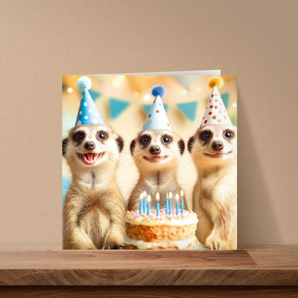 Blank Birthday Card for Men/Women - Cute Meerkat Design - Premium Greeting Card with Envelope