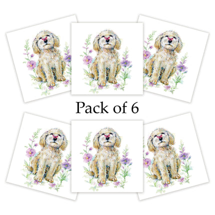 Blank Notecards Pack of 6 - Cute Dog & Flowers Design - Premium Greeting Cards Multipack with Envelopes - Suitable for Birthdays & Other Occasions