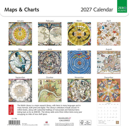 Maps & Charts 2027 Calendar - Month to View Wall Calendar UK - 2027 Wall Planner and Personal Organiser for Home and Office