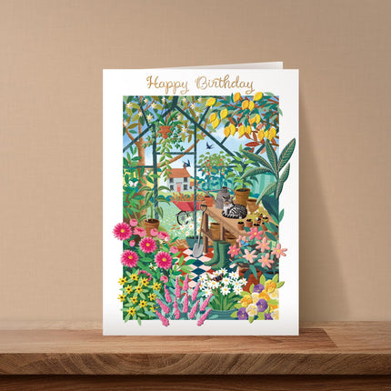 Birthday Card for Women - Lovely Gardening Design - Embossed Gold Foil Finish - Premium Greeting Card with Envelope
