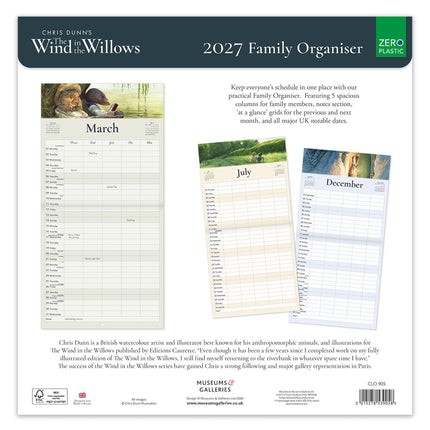 Wind in the Willows 2027 Family Organiser - Month to View Family Wall Calendar UK - 2027 Family Planner and Organiser for Home and Busy Households