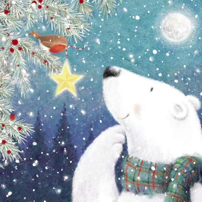 Charity Christmas Cards Pack of 6 - Cute Polar Bear & Robin in the Snow - Premium Greeting Cards Multipack with Envelopes - Supporting UK Charities