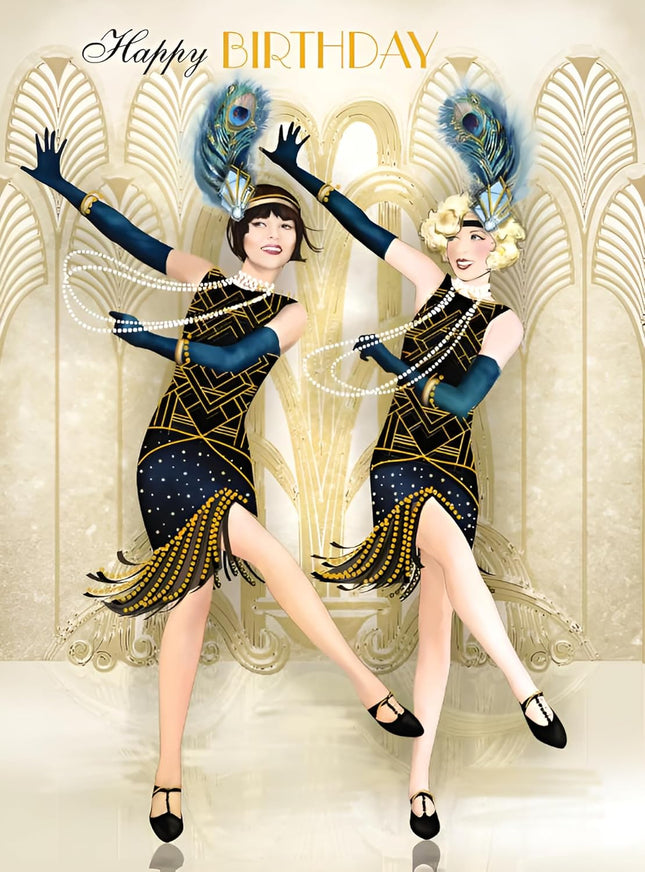 Birthday Card for Her – Stylish Art Deco Flapper Girls Design