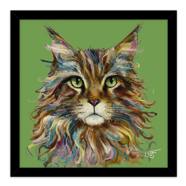 Cat Framed Print Wall Art, 43 x 43cm, Mabel by Louise Luton