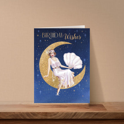 Birthday Card for Women - Glamorous Art Deco Design - Embossed Gold Foil Finish - Premium Greeting Card with Envelope