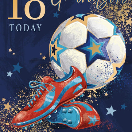 18th Birthday Card for Grandson, Sporty Football Design