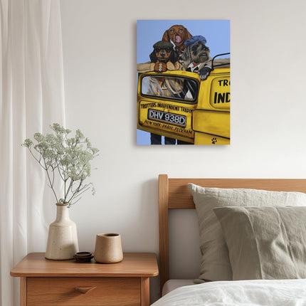 Funny Dogs Canvas Wall Art - 'Only Fools' by Craig Kenny - Dog Themed Artwork - Ready to Hang Home Décor - 30cm x 40cm