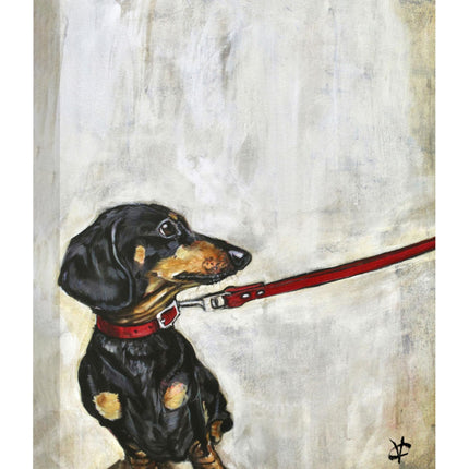 Amusing Sausage Dog Canvas Print Wall Art - 'Battle of the Wills' by Victoria Coleman - Adorable Animal Themed Artwork - Ready to Hang Home Décor - 30 x 40cm