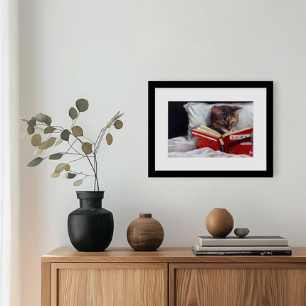 Funny Framed Print Wall Art, 43 x 33cm, Cat Design
