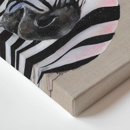 Zebra Canvas Print Wall Art - Artistic 'Zebadee' by Louise Luton - African Animal Themed Artwork - Ready to Hang Home Décor - 40 x 40cm