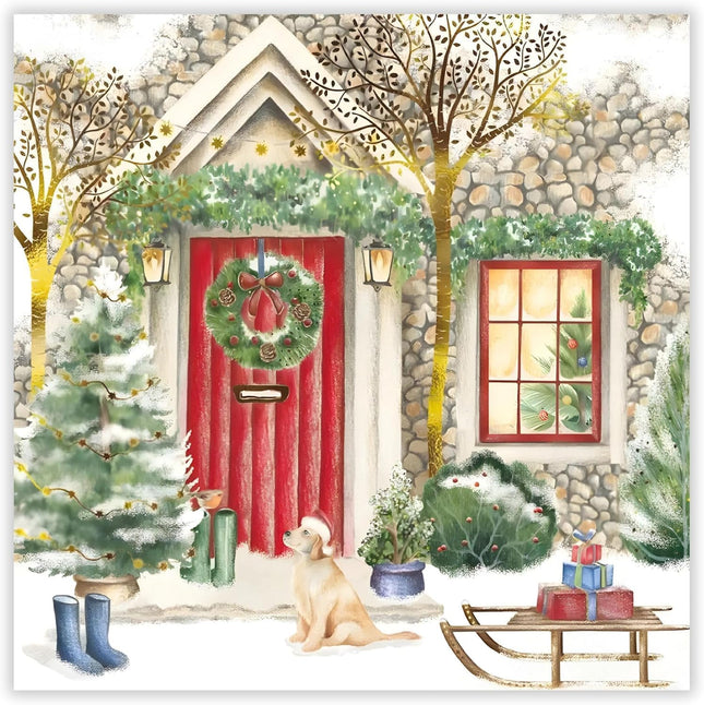 Charity Christmas Cards Pack of 10 - Festive Puppy Dog in the Snow - Premium Greeting Cards Multipack with Envelopes - Supporting UK Charities