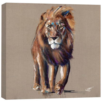 Lion Canvas Print Wall Art - Animal Themed Home Decor - Louise Luton Artwork - Ready to Hang 'Breeze' Painting - 40 x 40cm