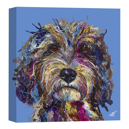 Vibrant Cockapoo Dog Canvas Print Wall Art - Cute Animal Themed Home Decor - Louise Luton Artwork - Ready to Hang 'Cockapoo' Painting - 30 x 30cm