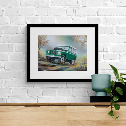 Land Rover Framed Print - Mud Slugger Painting by Adam Barsby - Car Themed Artwork - 53.5 x 43.5 cm