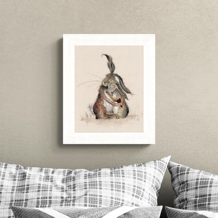 Artistic Love Themed Framed Print – Endearing 'Hares My Heart' Picture by Sarah Reilly - Ready to Hang Wall Art - Enchanting Home Décor – 37cm x 31cm