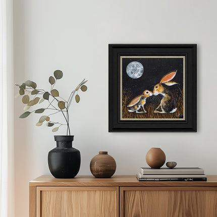 Framed Print Wall Art, 40 x 40cm, Rabbit Design