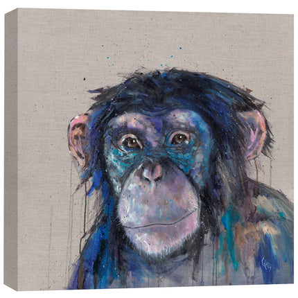 Artistic Chimpanzee Canvas Wall Art - 'Charlie' Painting by Louise Luton - Animal Themed Artwork - Ready to Hang Home Décor - 40 x 40cm