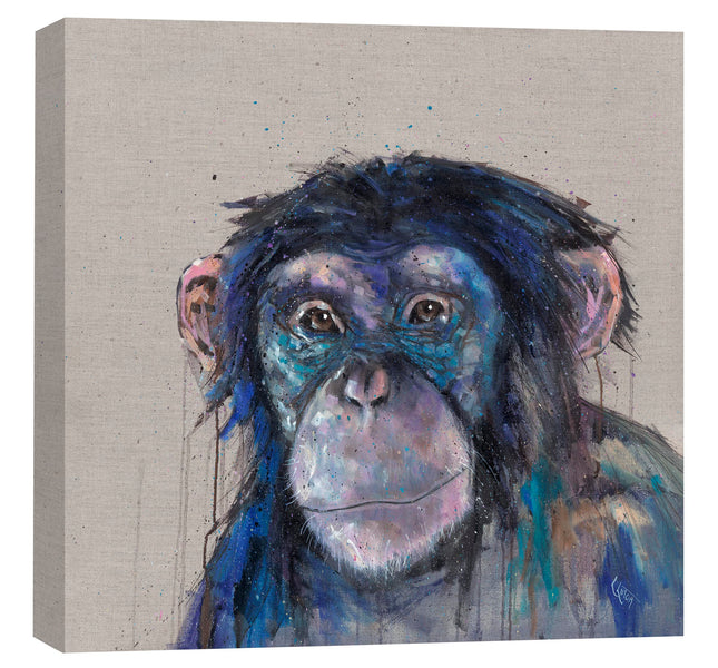 Artistic Chimpanzee Canvas Wall Art - 'Charlie' Painting by Louise Luton - Animal Themed Artwork - Ready to Hang Home Décor - 40 x 40cm