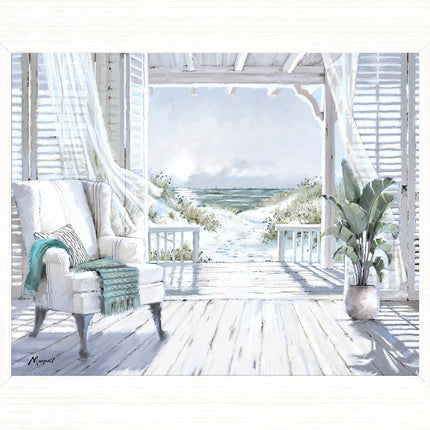 Artistic Coastal Framed Print – Beach Seascape Picture - ‘Sea View’ by Richard Macneil – Ready to Hang Wall Art - Seaside Themed Home Décor – 37cm x 31cm