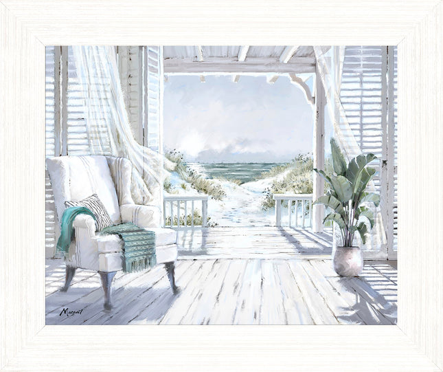 Artistic Coastal Framed Print – Beach Seascape Picture - ‘Sea View’ by Richard Macneil – Ready to Hang Wall Art - Seaside Themed Home Décor – 37cm x 31cm