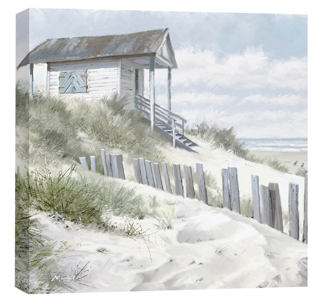 Coastal Scene Canvas Print - Pathway to the Beach I Painting by Richard Macneil - Contemporary Seaside Themed Artwork - 40 x 40cm