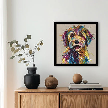 Cockapoo Dog Framed Print Wall Art, 43 x 43cm, Lola by Louise Luton