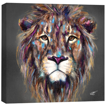 Lion Canvas Wall Art - 'Kendi' by Louise Luton - Wildlife Safari Themed Artwork - Ready to Hang Animal Home Décor - 40cm x 40cm