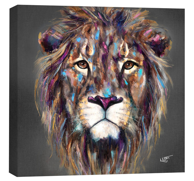 Lion Canvas Wall Art - 'Kendi' by Louise Luton - Wildlife Safari Themed Artwork - Ready to Hang Animal Home Décor - 40cm x 40cm