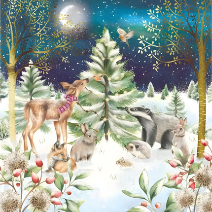 Charity Christmas Cards Pack of 10 - Charity Christmas Cards with Forest Animals Scene - Eco-Friendly Xmas Cards Multipack with Envelopes