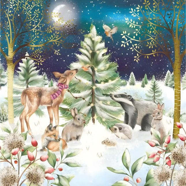 Charity Christmas Cards Pack of 10 - Charity Christmas Cards with Forest Animals Scene - Eco-Friendly Xmas Cards Multipack with Envelopes