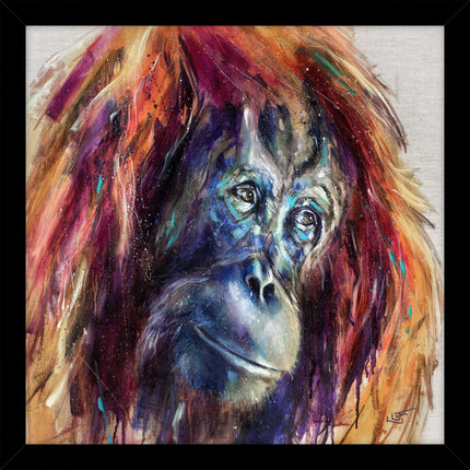 Orangutan Canvas Print Wall Art - Animal Themed Home Decor - Louise Luton Artwork - Ready to Hang 'Ruby' Painting - 43.5 x 43.5 cm