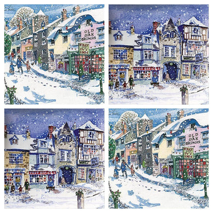 Charity Christmas Cards Pack of 20 - Festive Town Winter Scenes - Assorted Premium Greeting Cards Multipack with Envelopes - 10 Each of 2 Designs - Supporting UK Charities