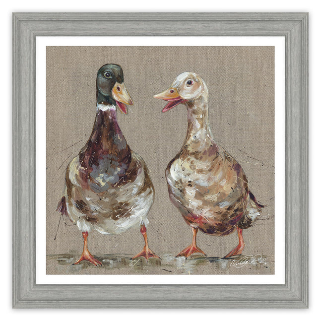 Framed Print Wall Art, 35 x 35cm, Duck Design by Nicola Jane Rowles