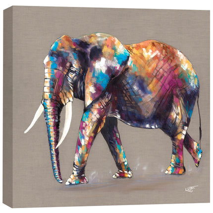 Animal Themed Canvas Print - Elephant Painting by Louise Luton - Contemporary Home Decor Artwork - Hugo's Travels - 40 x 40cm