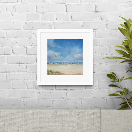 Beach Framed Print - Catching The Breeze Painting by Caroline Richmond - Coastal Themed Artwork - 43.5 x 43.5 cm