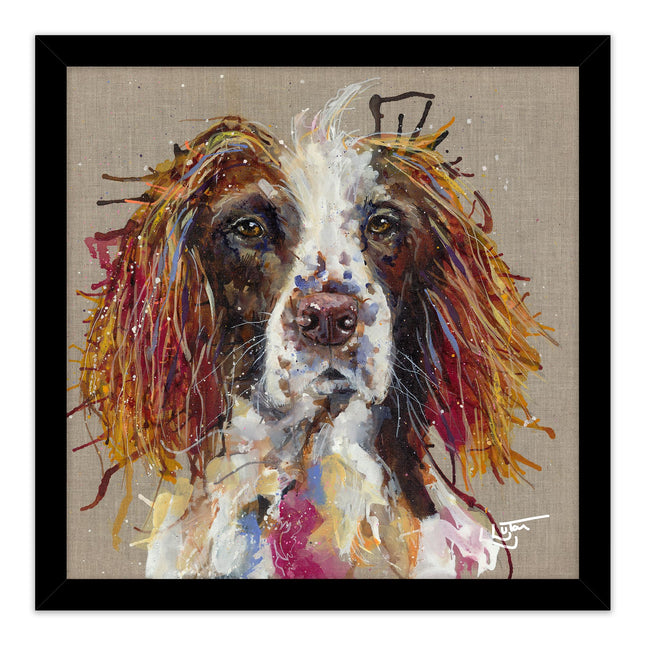 Dog Framed Print Wall Art, 43 x 43cm, Spaniel by Louise Luton