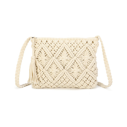Crochet Crossbody Bag with Zip Closure
