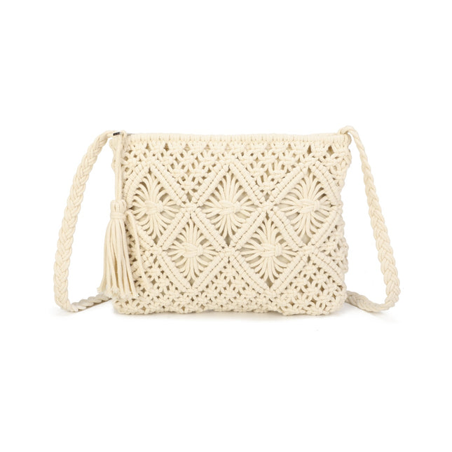 Crochet Crossbody Bag with Zip Closure - Available in 4 Colours
