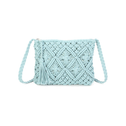 Crochet Crossbody Bag with Zip Closure