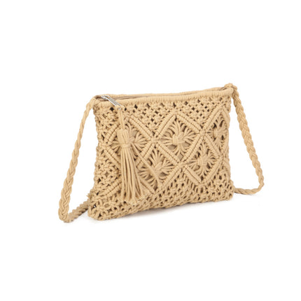 Crochet Crossbody Bag with Zip Closure