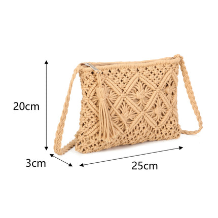 Crochet Crossbody Bag with Zip Closure