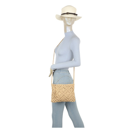 Crochet Crossbody Bag with Zip Closure