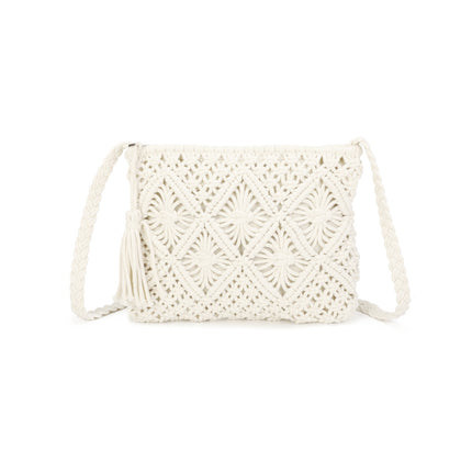 Crochet Crossbody Bag with Zip Closure