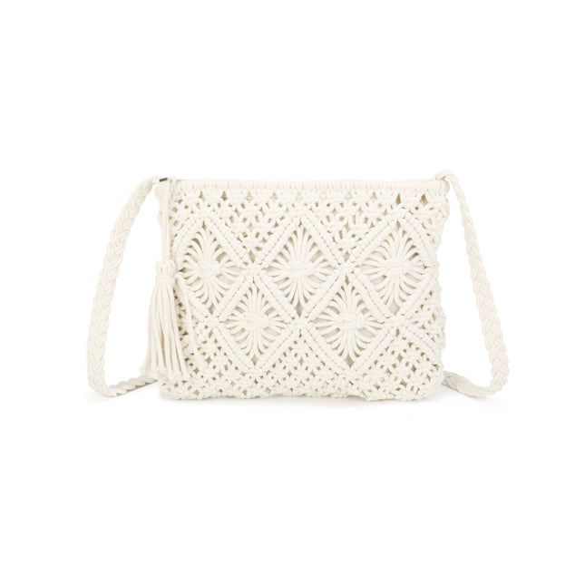 Crochet Crossbody Bag with Zip Closure - Available in 4 Colours