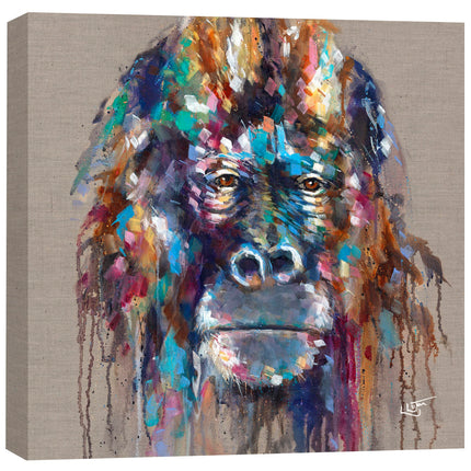 Gorilla Canvas Print Wall Art - Animal Themed Home Decor - Louise Luton Artwork - Ready to Hang 'Nico' Painting - 40 x 40cm