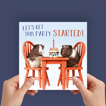 Birthday Card for Men & Women – Funny Guinea Pigs Party Design