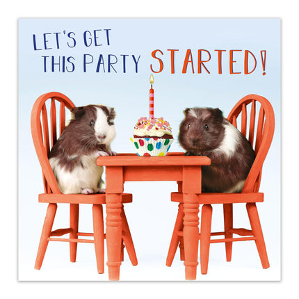 Birthday Card for Men & Women – Funny Guinea Pigs Party Design